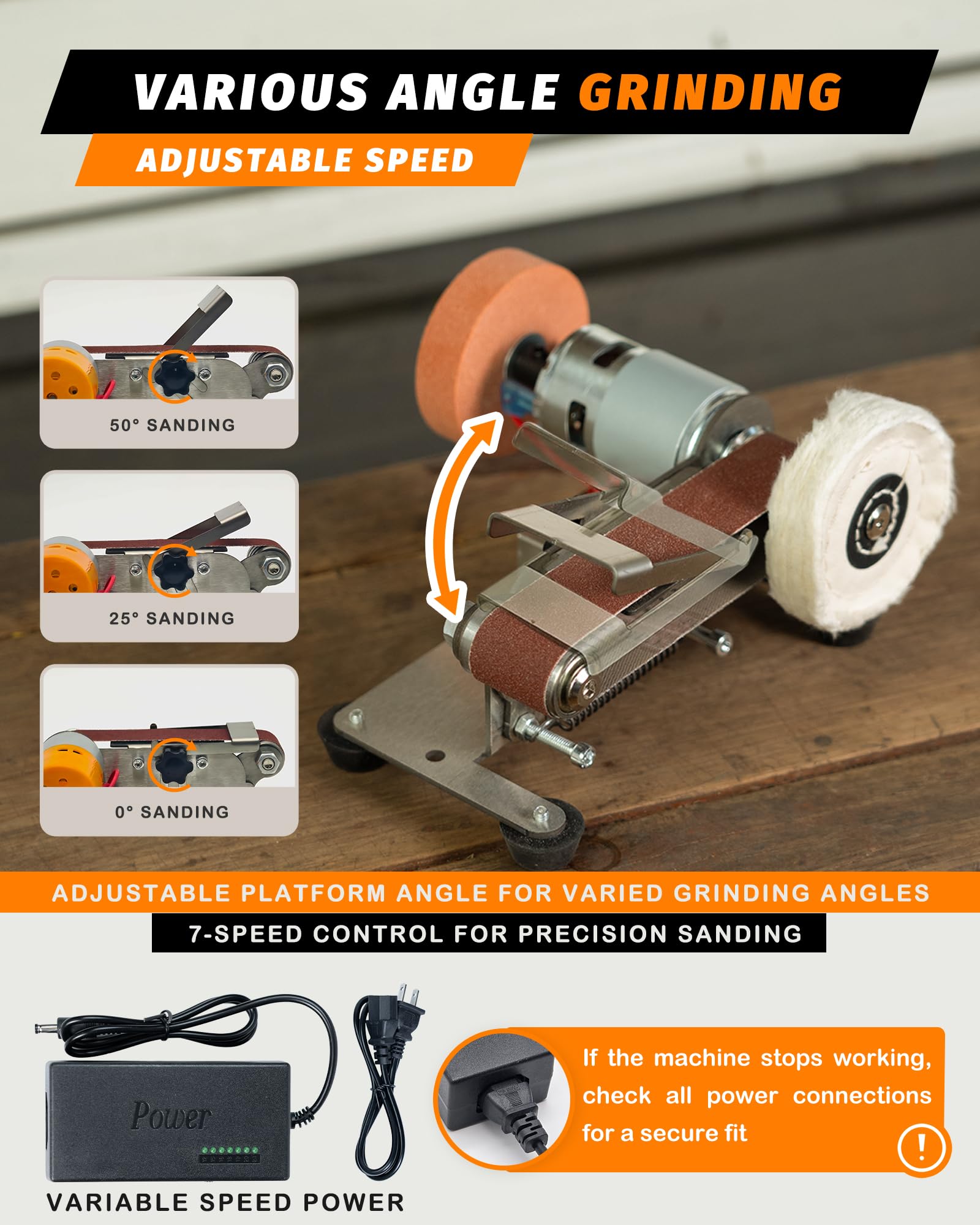 Blissthrill Mini Belt Sander stainless steel build ensures durability and rust resistance.