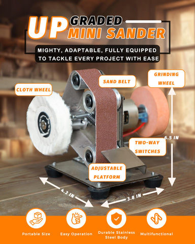 Blissthrill Mini Belt Sander control panel showing seven-speed dial.