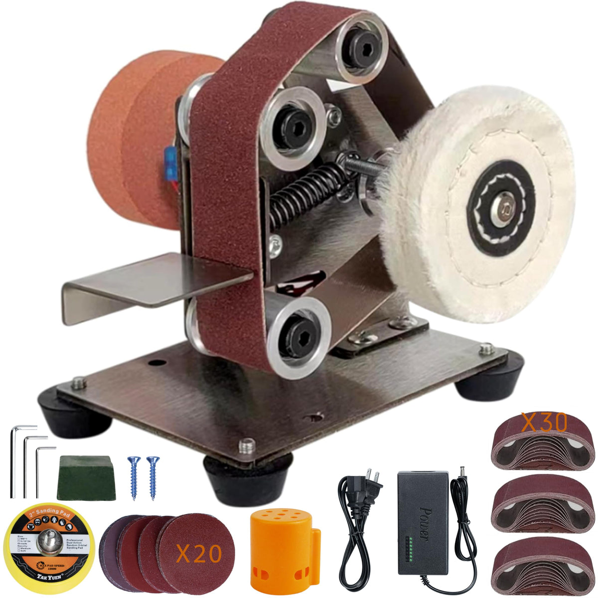 Blissthrill Mini Belt Sander front view for precision knife sharpening and woodworking.