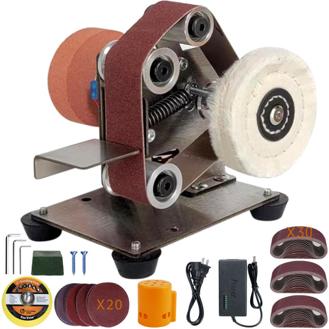 Blissthrill Mini Belt Sander front view for precision knife sharpening and woodworking.