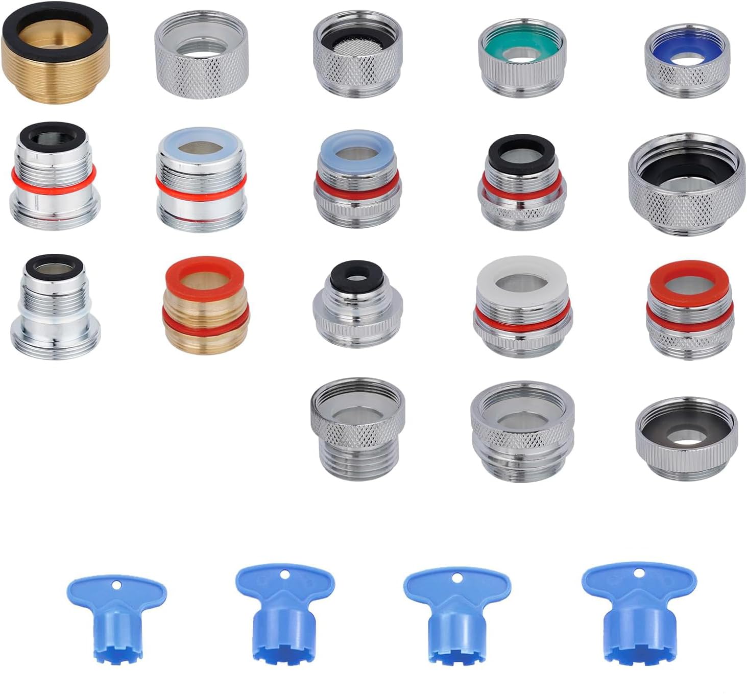 Blissvent 18pcs faucet adapter kit in brass for versatile connections.