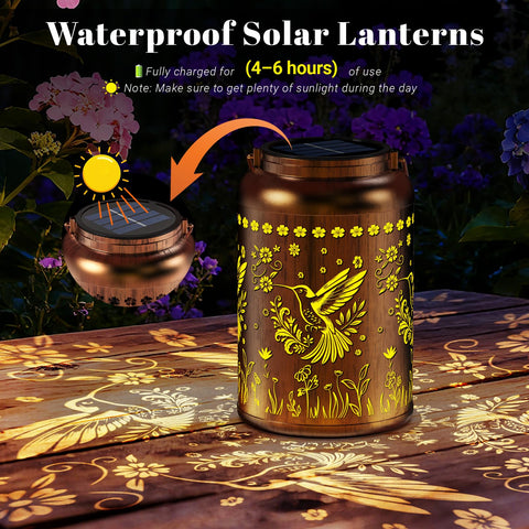BlissWhisper solar lantern with a hanging handle, ready for trees or porches.