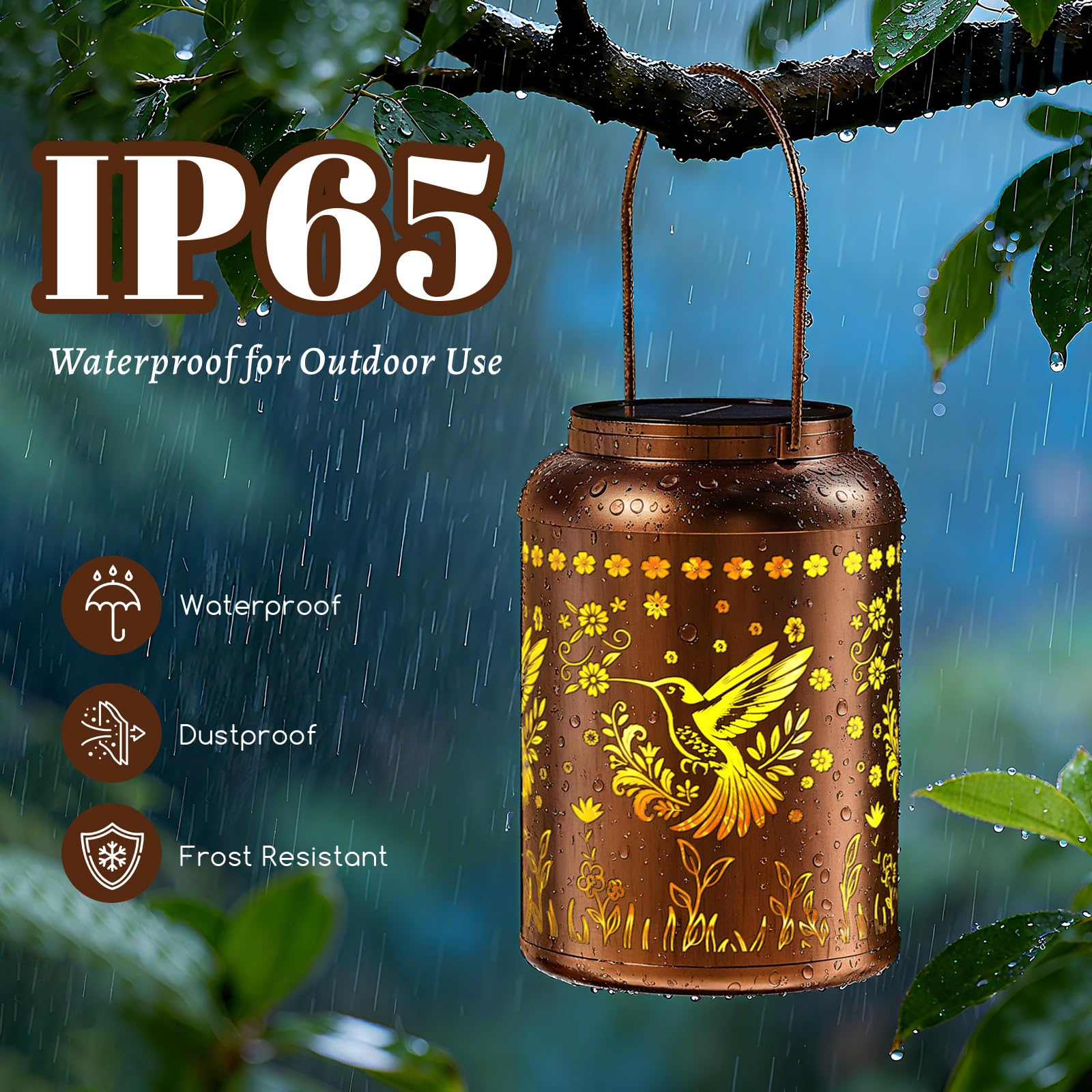 BlissWhisper solar lantern compact size 6.9 by 4.3 inches for placement.