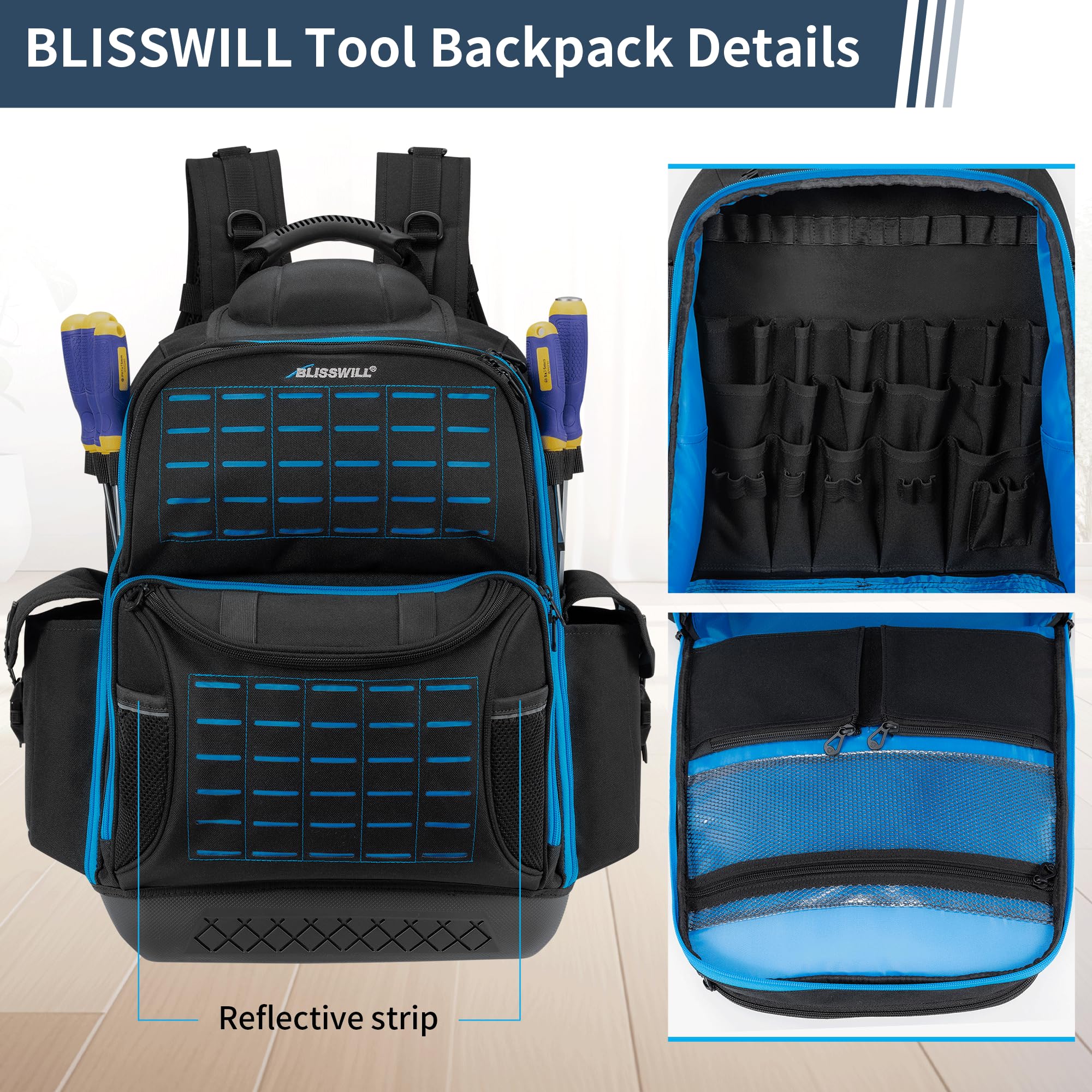 BLISSWILL toolbag with reflective strips for safer night work