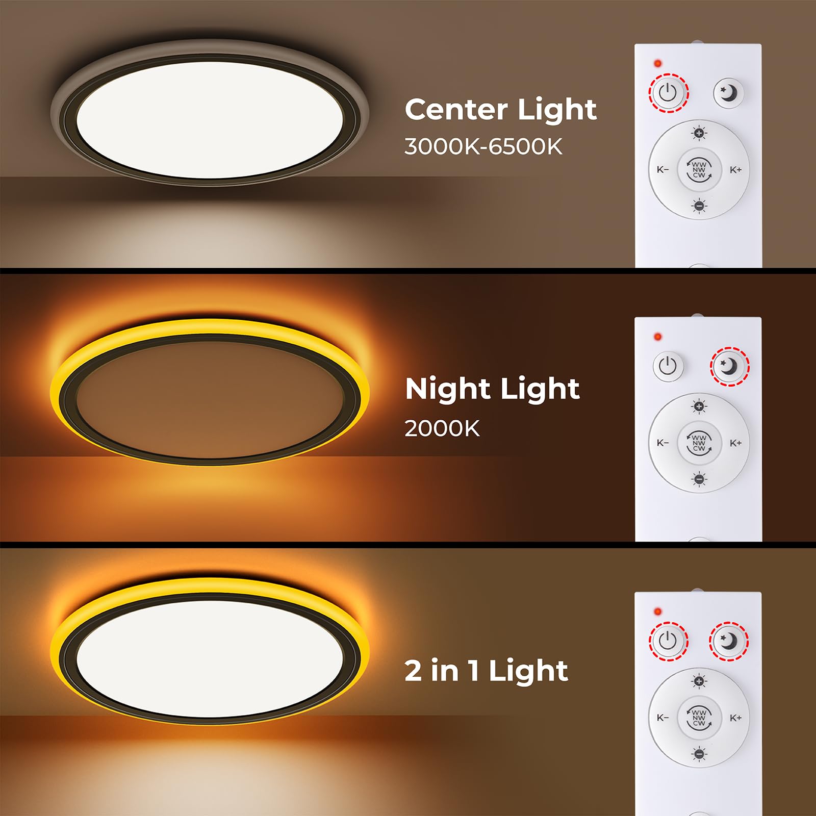 BLNAN 13in outer-ring nightlight emits warm 2000K glow for relaxing evenings.