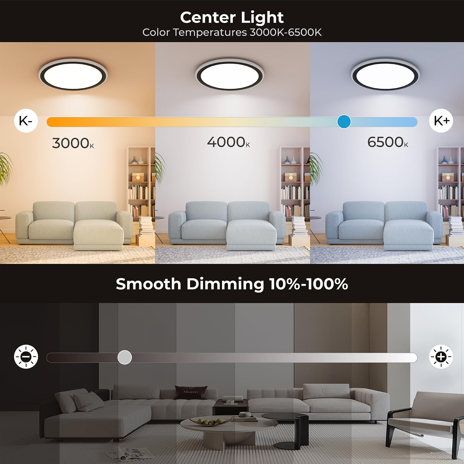 BLNAN 13in flush mount with remote for easy brightness and color control.