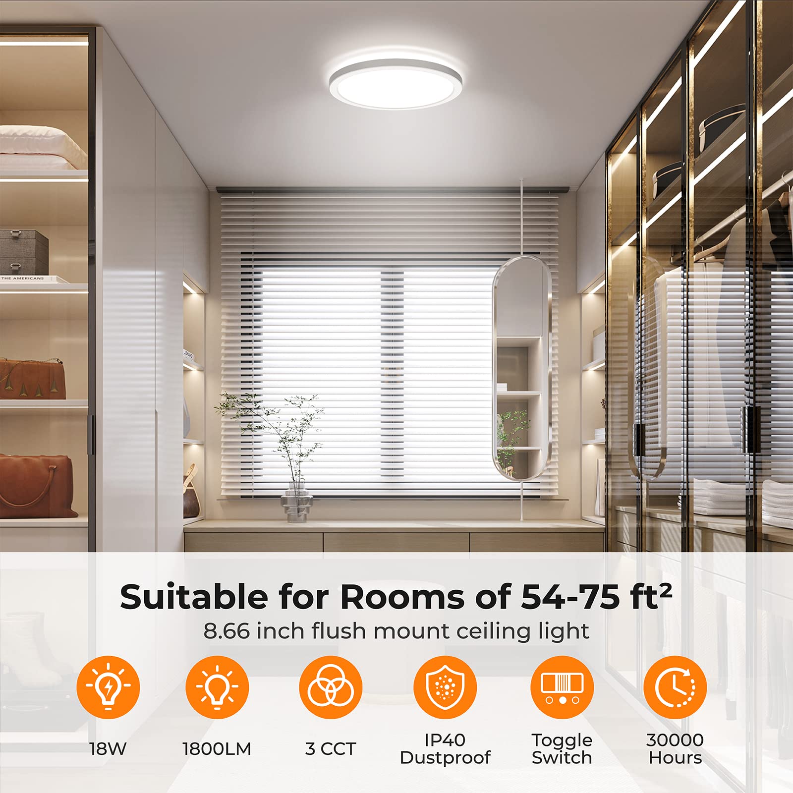 BLNAN ceiling-wall-mount design offers flexible placement on ceilings or walls.
