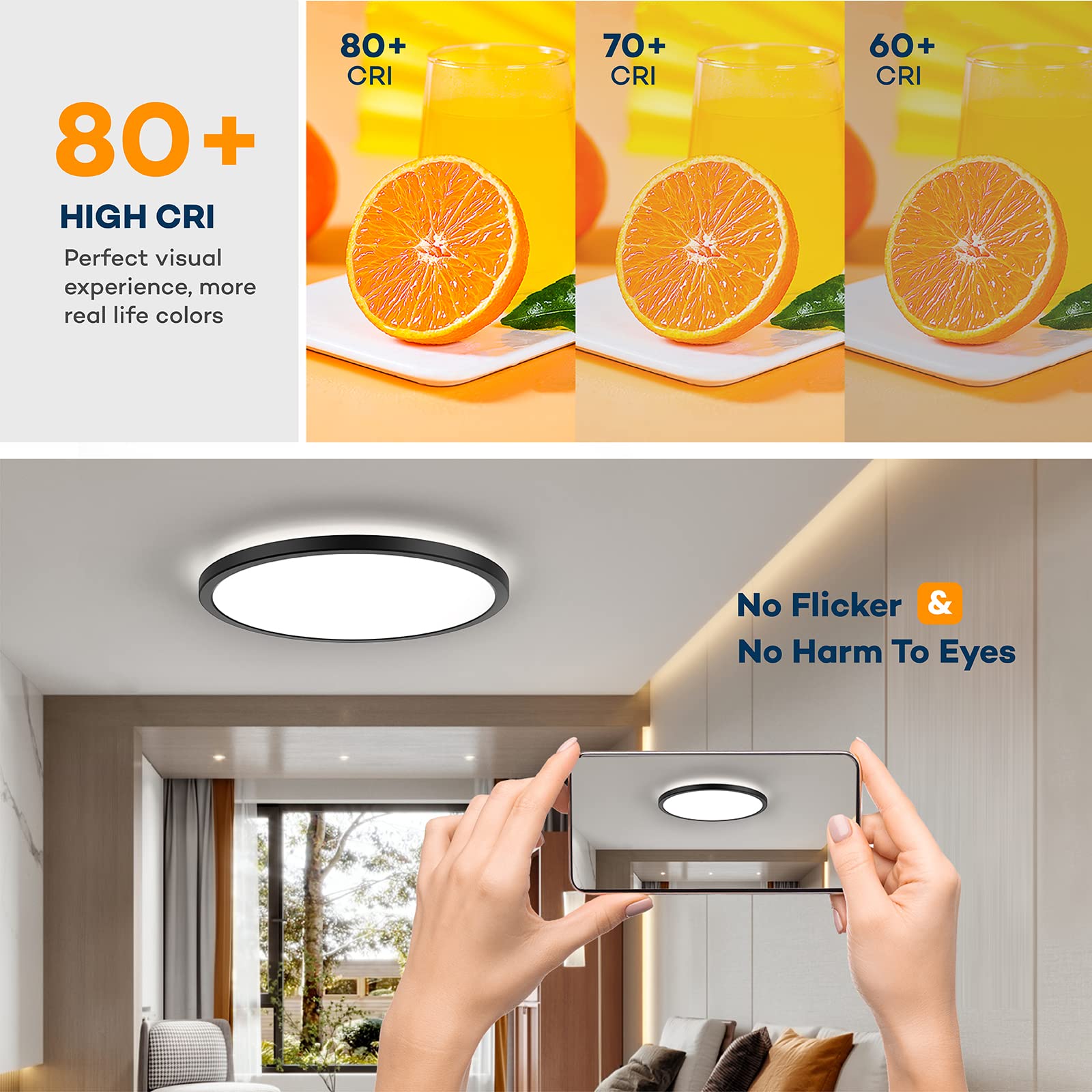 BLNAN CRI 90+ ceiling light renders colors more accurately.