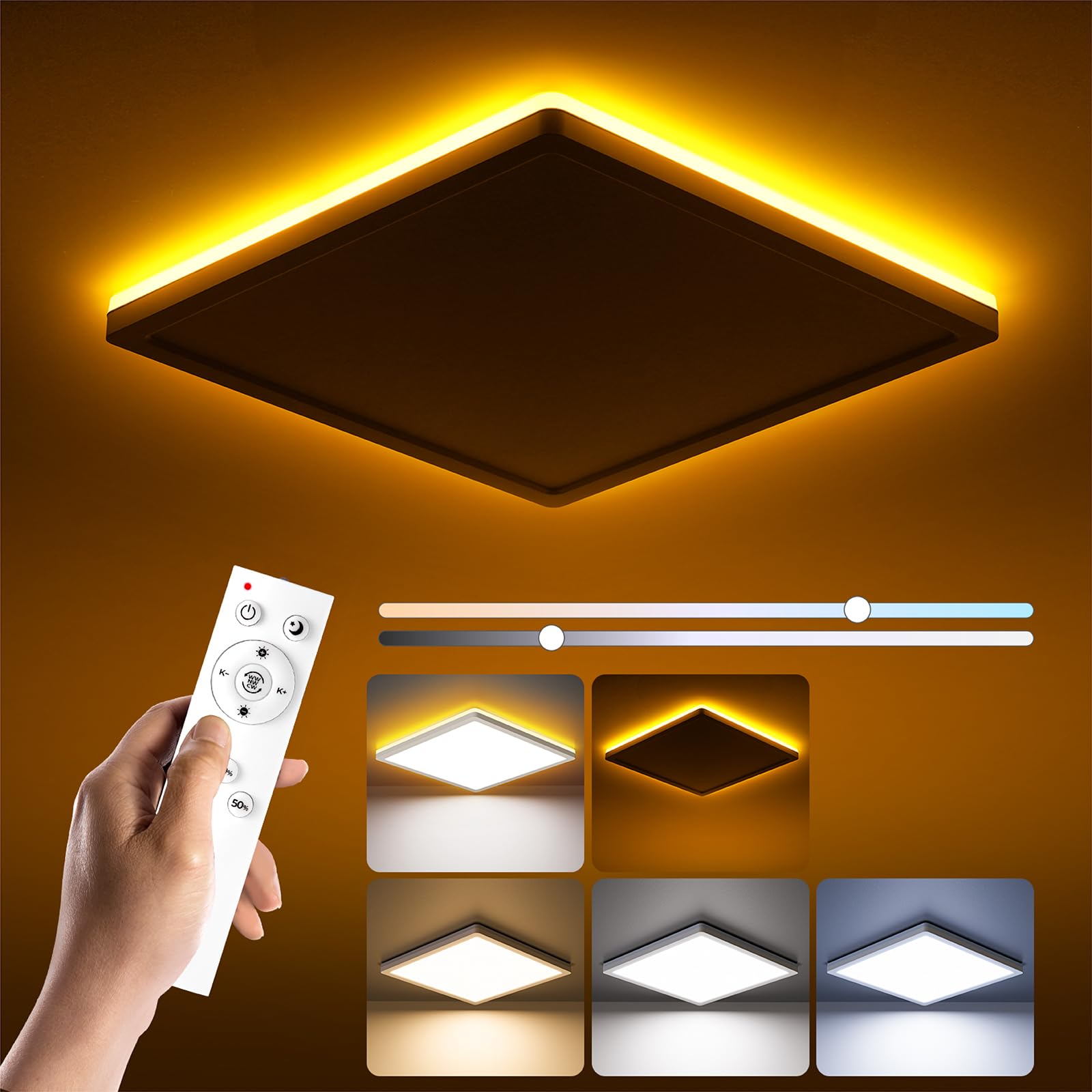 BLNAN dimmable LED flush mount with remote for effortless brightness control.