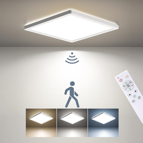 BLNAN dimmable motion sensor ceiling light with remote for convenient brightness control.
