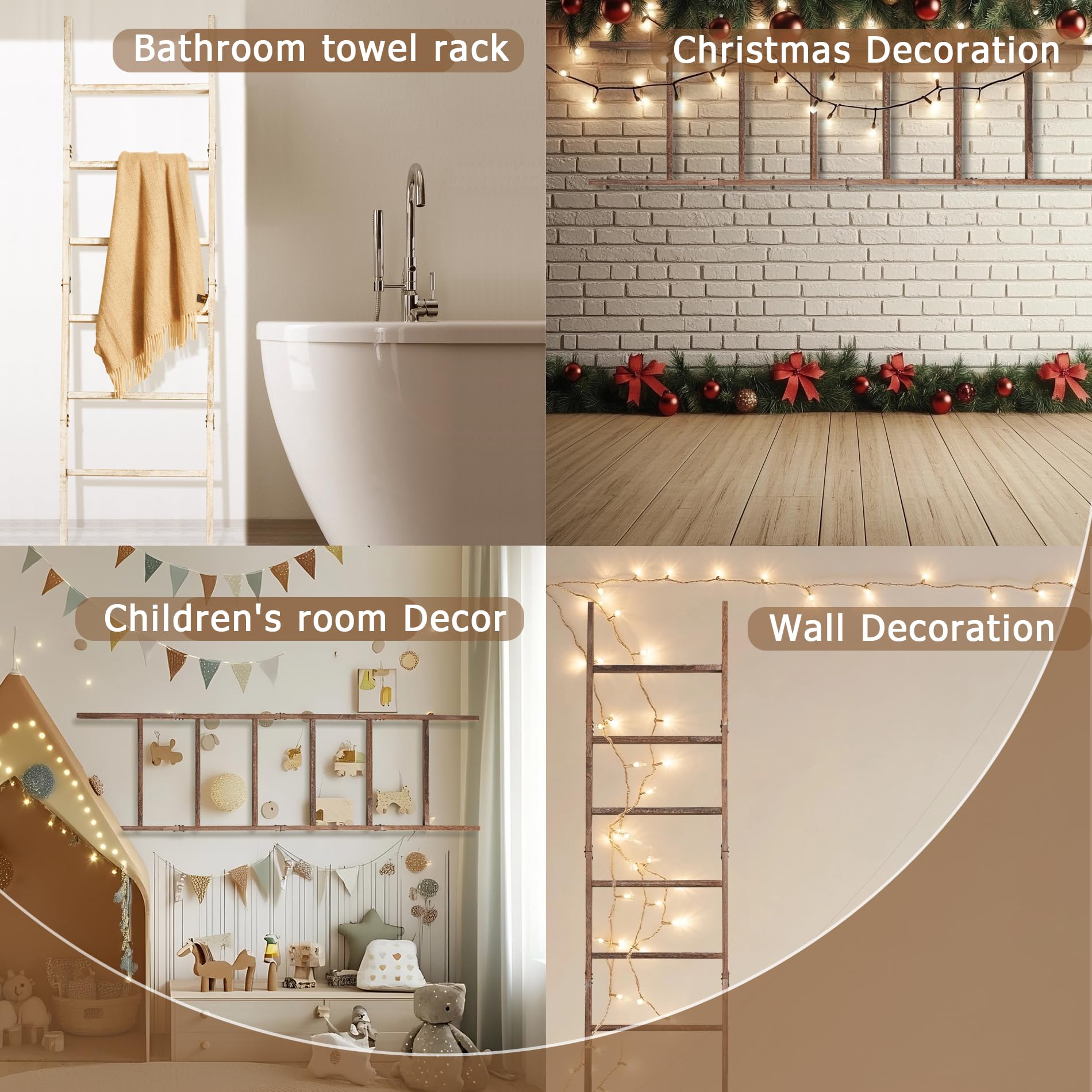 Blossome versatile blanket ladder fits tall spaces with six tiers.