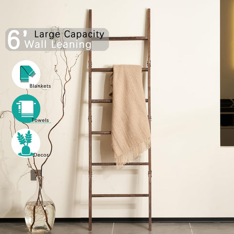 Blossome blanket ladder wall-leaning setup in a cozy living space.