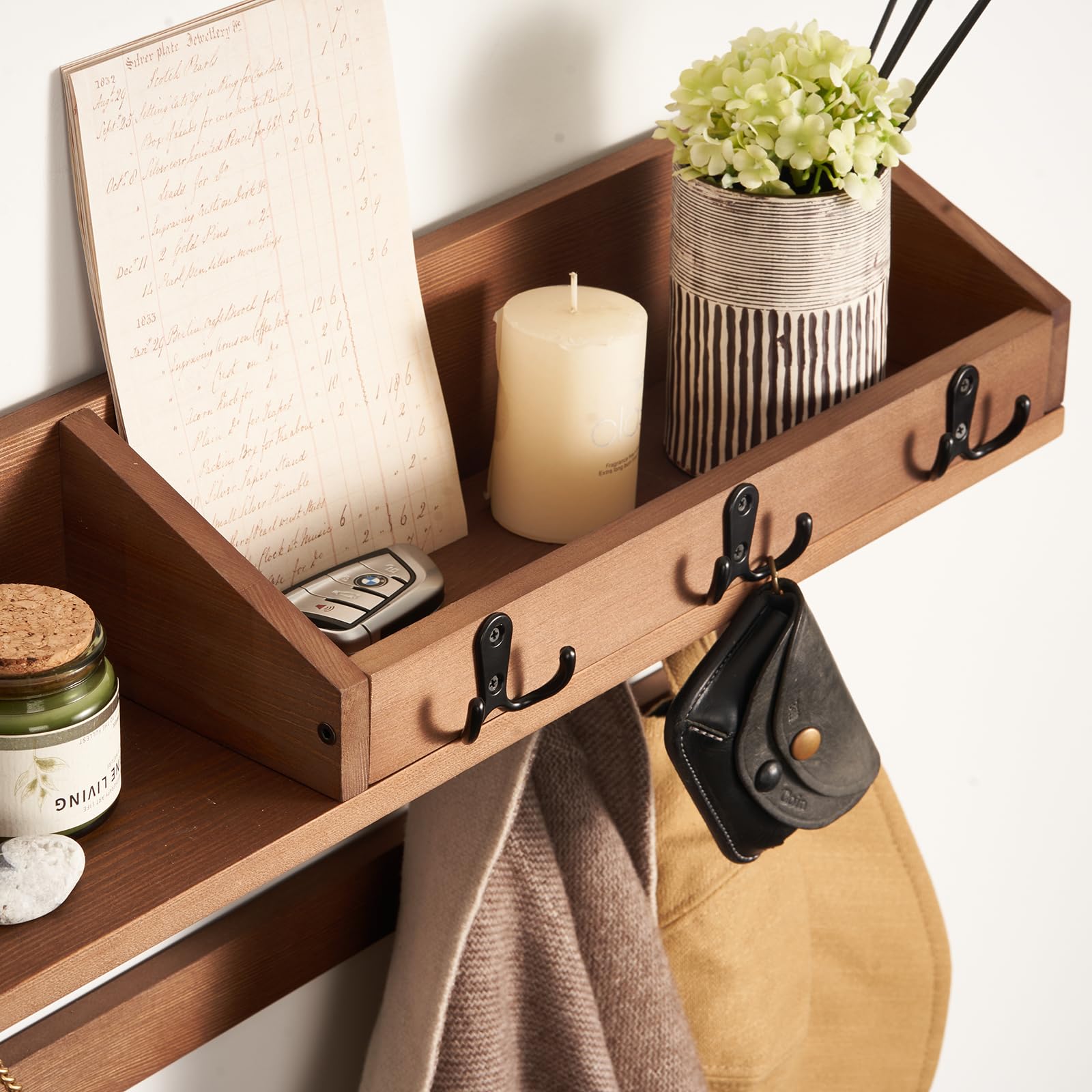 Blossome durable wood organizer suitable for hallways, bedrooms, or offices.