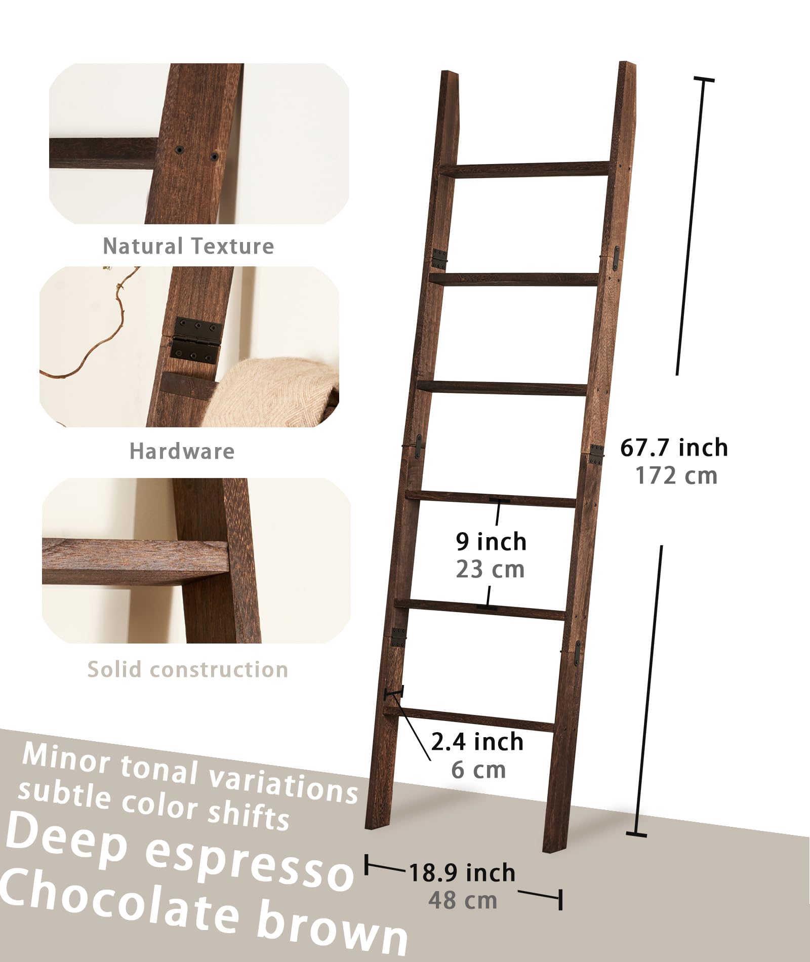 Blossome wall-leaning towel rack blanket ladder saves space and adds charm.