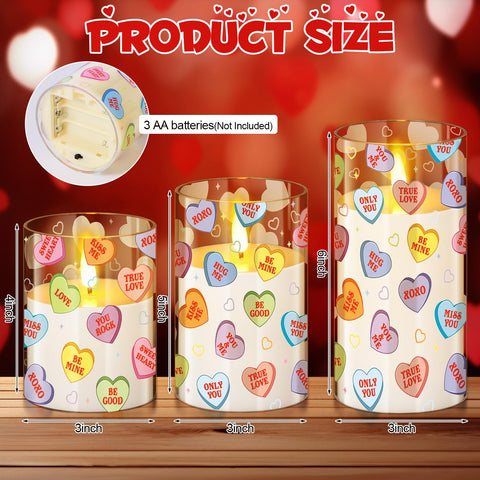 Blosssound valentine 5inch heart flameless candle with warm glow for ambience
