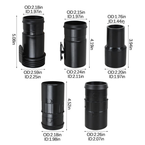 Blrkaui 2-1/2 inch friction fit adapters for quick connections