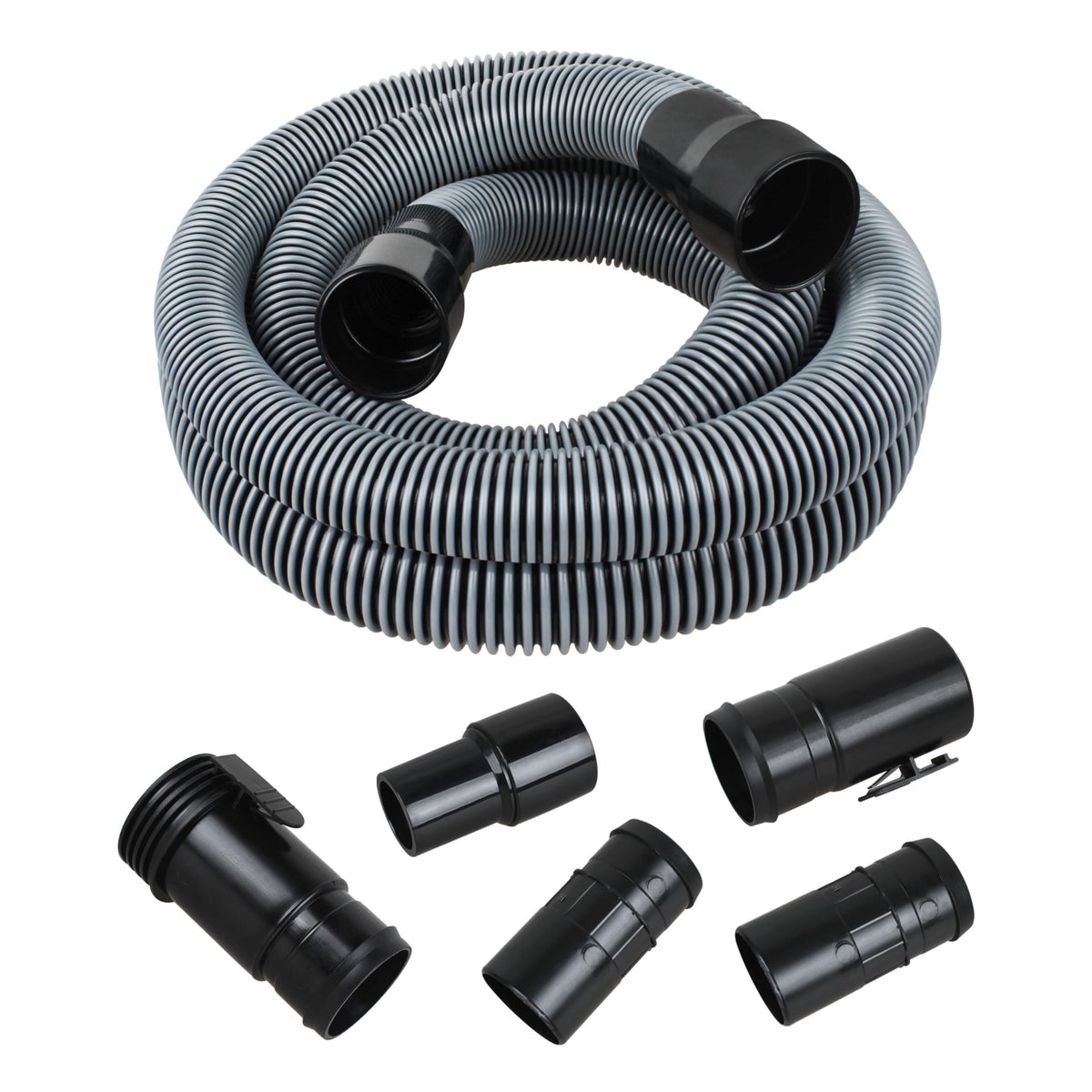 Blrkaui Ridgid hose 10 ft silver and black for versatile wet/dry vacuum use