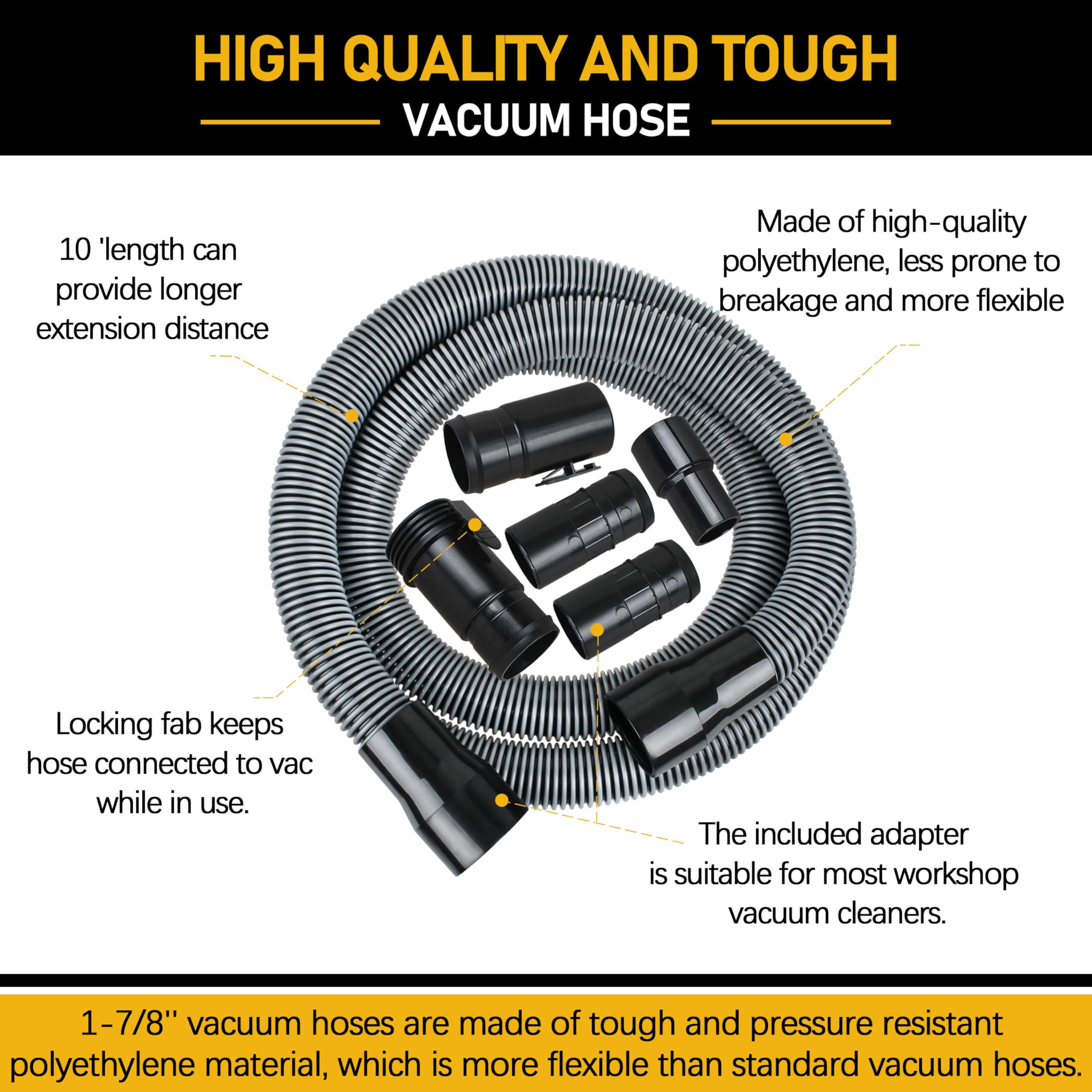 Blrkaui wide compatibility hose for Ridgid and DEWALT vacuums
