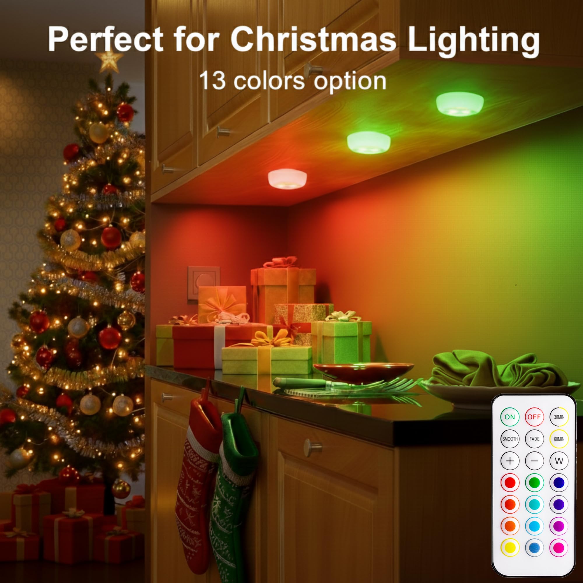 BLS puck light demonstrates dimmable brightness and color options for ambiance.