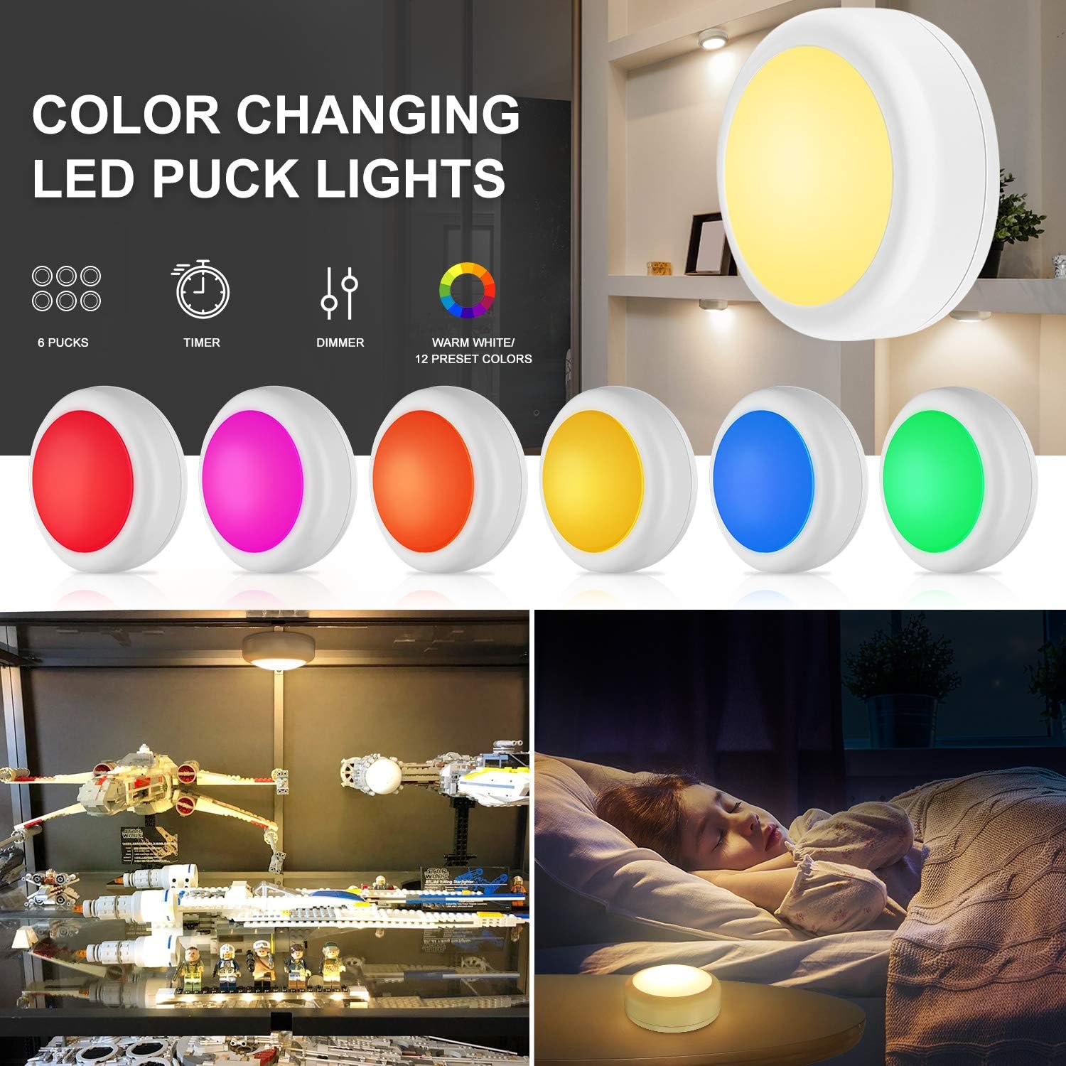 BLS puck light responds to touch for quick on/off in nighttime use.