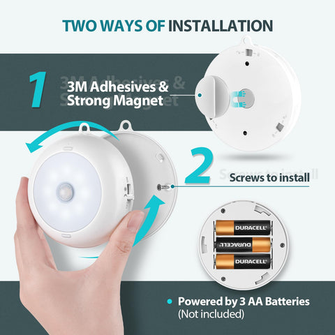 BLS motion sensor light battery powered – cord-free convenience for garages and closets.