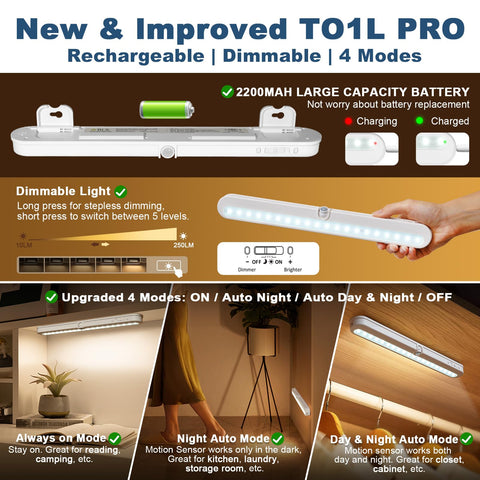 BLS rechargeable closet light with 2200mAh battery for extended cordless use.