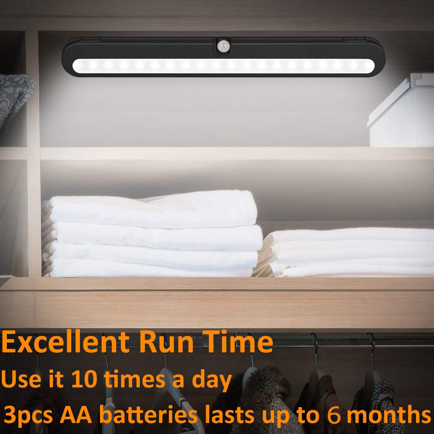 BLS T01LB LED closet light featuring 20 LEDs for strong, even brightness.