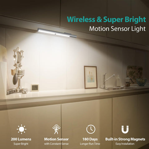 BLS T402 motion sensor activation demonstrates automatic lighting in dark cabinets.