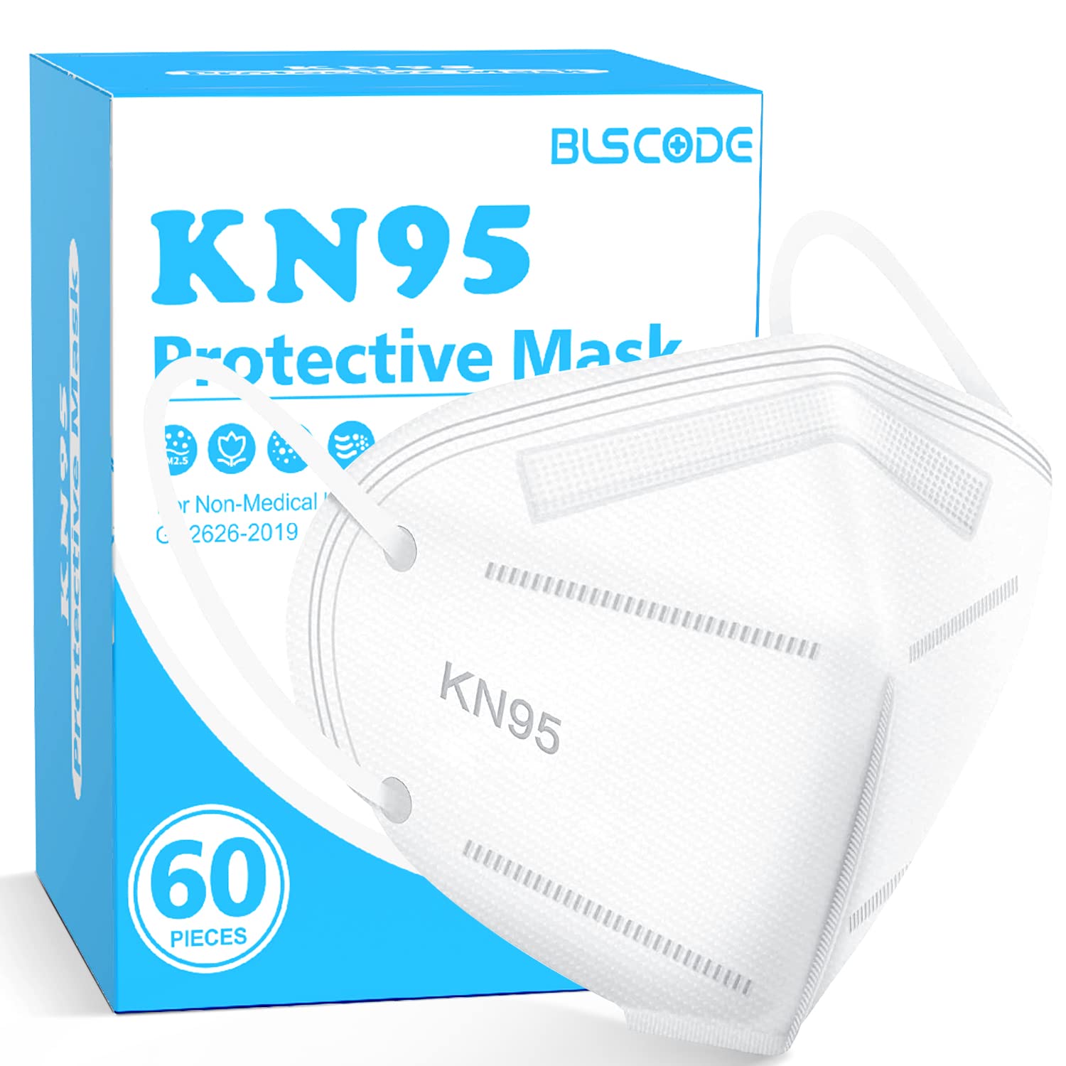 BLScode KN95 60-pack with individually wrapped masks for on-the-go hygiene