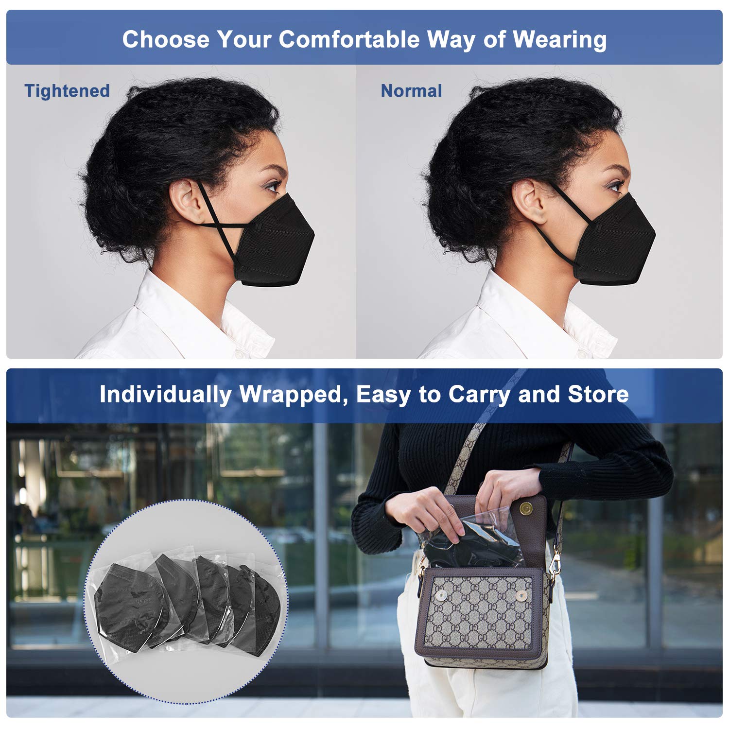 BLScode KN95 foldable design fits easily in bags or pockets