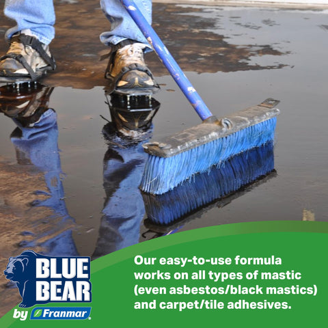 Blue Bear 500MR Bean•e•doo Mastic Remover in use removing carpet adhesive.