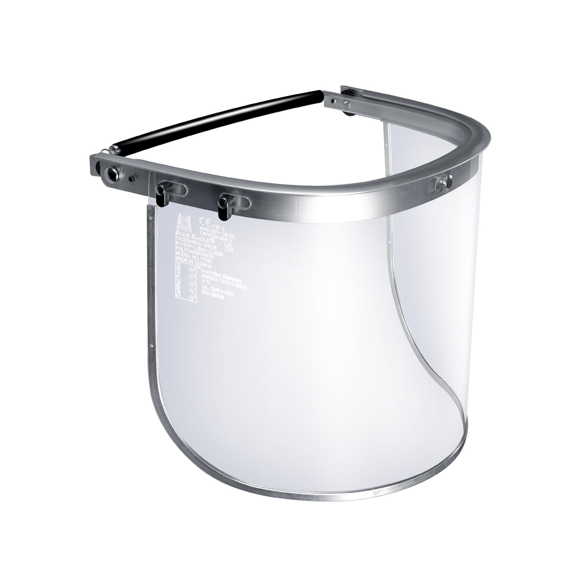 Blue Eagle aluminum face shield adapter for cap-style hats with secure mounting.
