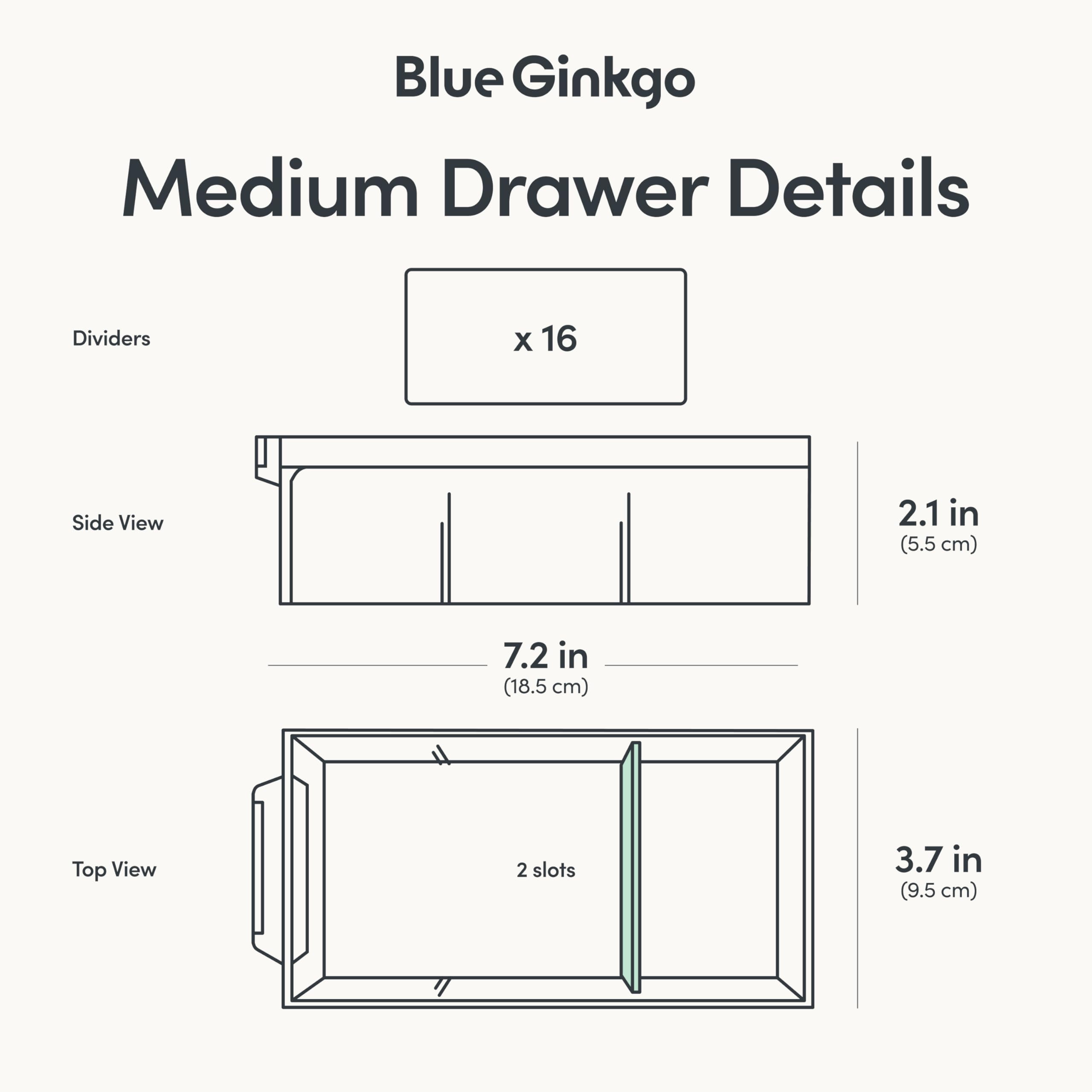 Blue Ginkgo 16-drawer cabinet with labeled fronts for quick identification