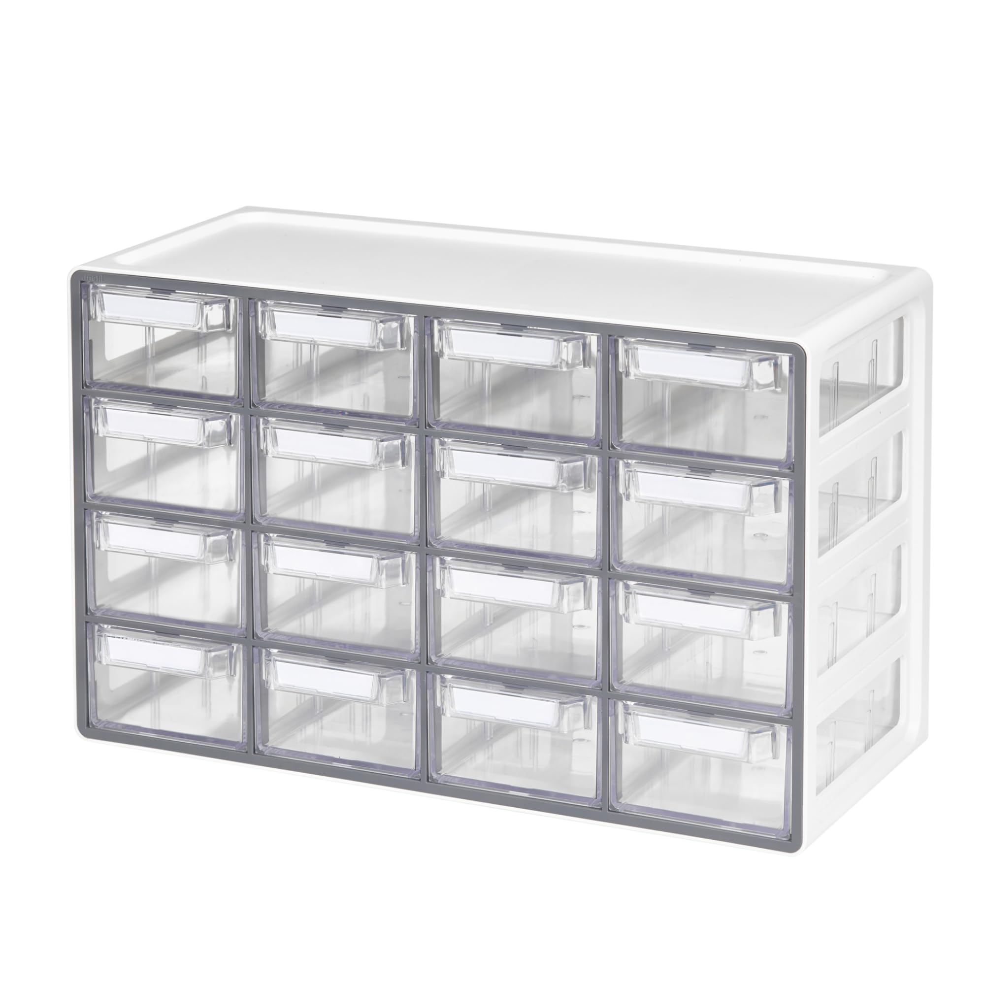 Blue Ginkgo medium 16-drawer cabinet front view with clear compartments for bead storage