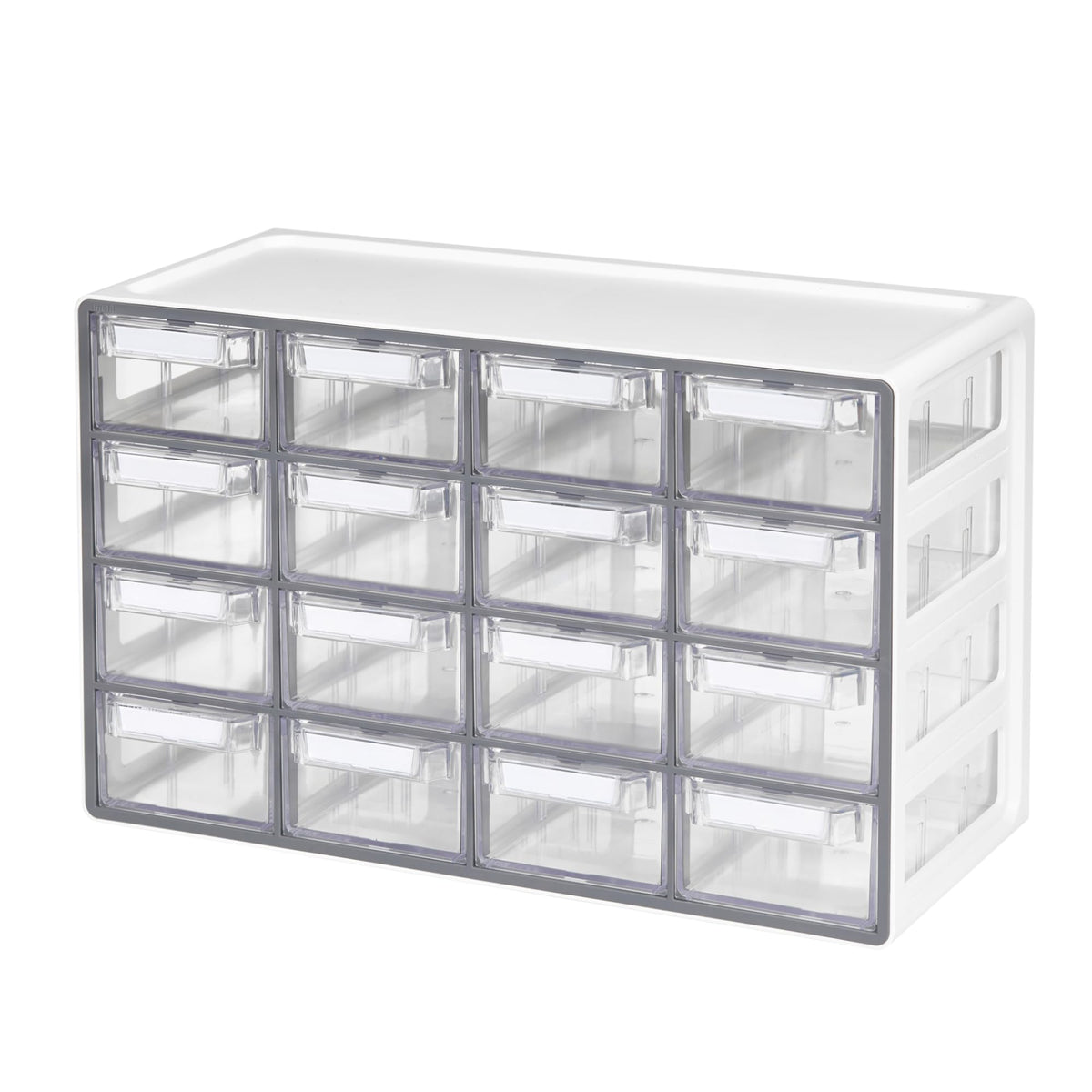 Blue Ginkgo medium 16-drawer cabinet front view with clear compartments for bead storage