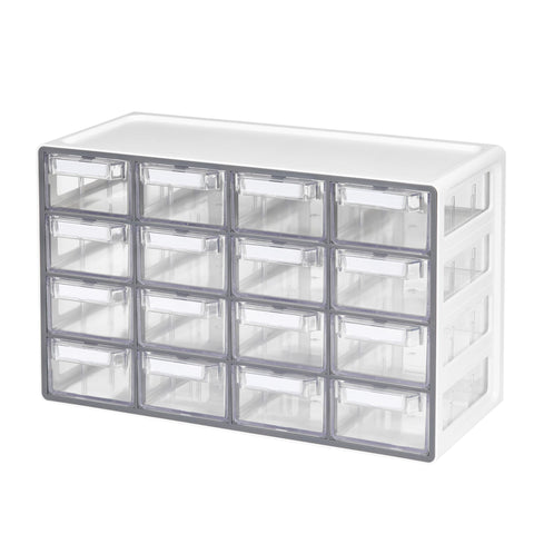 Blue Ginkgo medium 16-drawer cabinet front view with clear compartments for bead storage