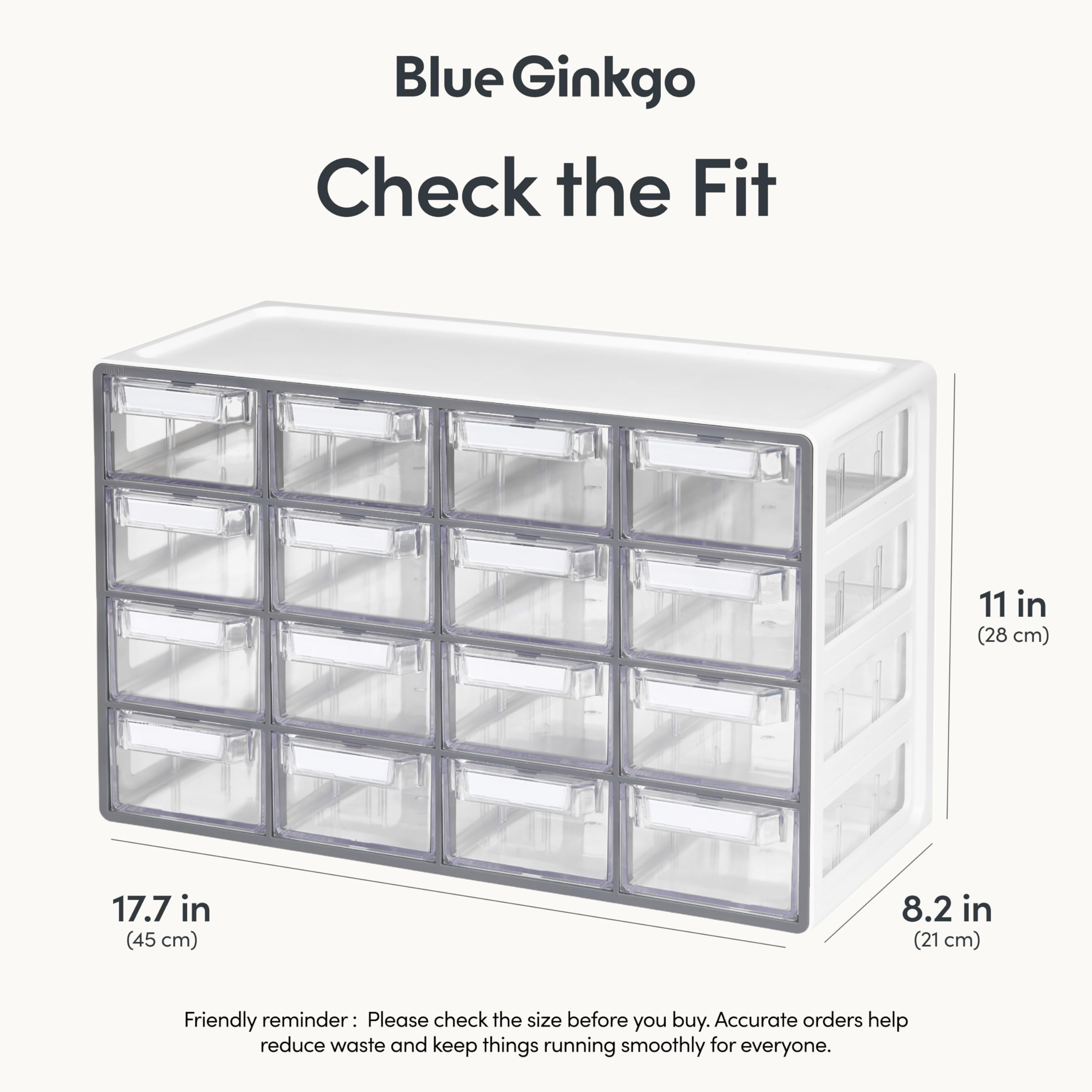 Blue Ginkgo medium 16-drawer cabinet stacked units saving workspace