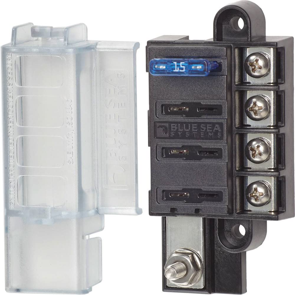 Blue Sea Systems 5045 ST fuse block cover and label space for safe, organized wiring.