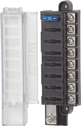 Blue Sea Systems 5046 ST fuse block with cover protects fuses and wiring.