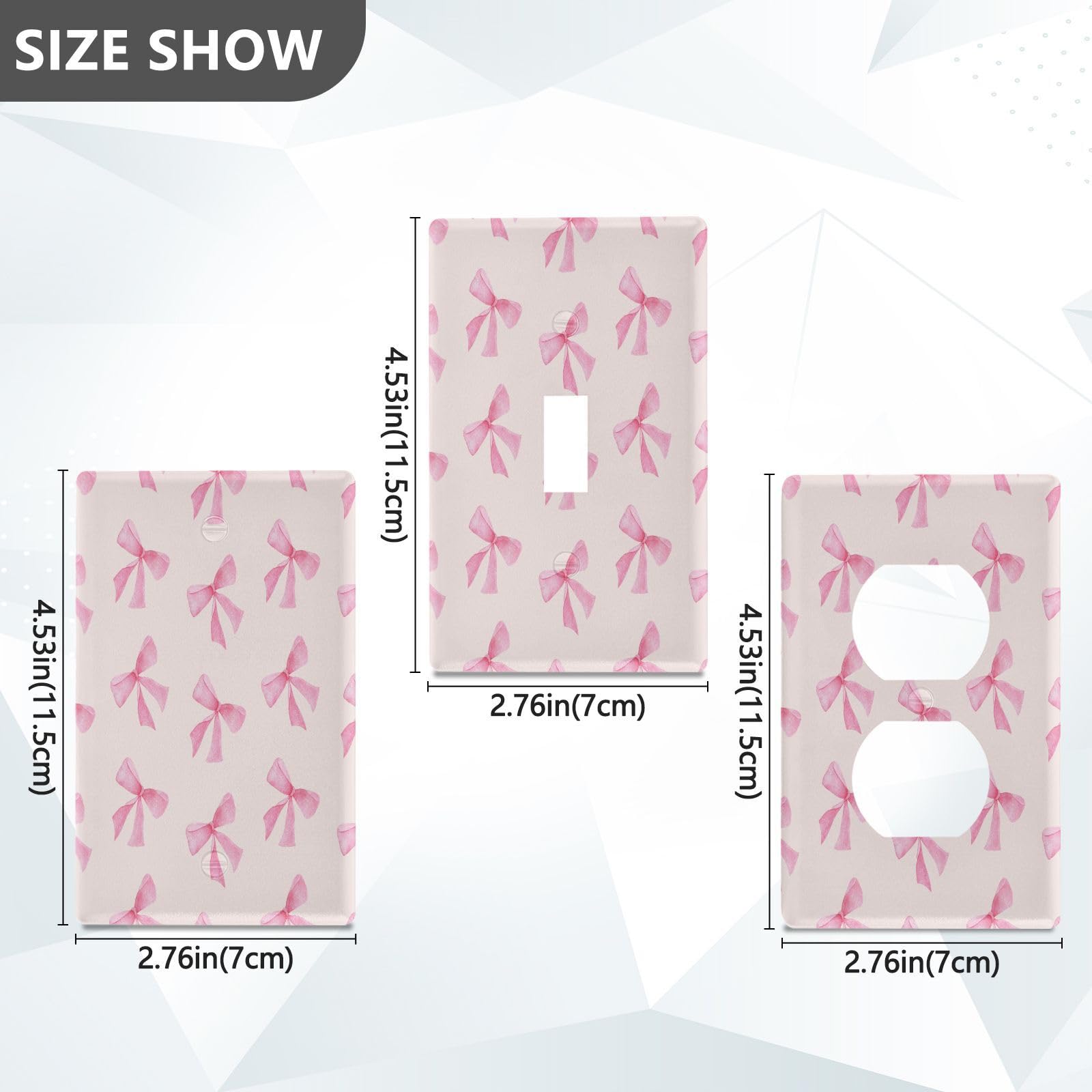 Blueangle Pink Bow wall plate closeup highlights glossy, dust-resistant finish