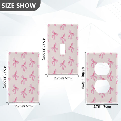 Blueangle Pink Bow wall plate closeup highlights glossy, dust-resistant finish