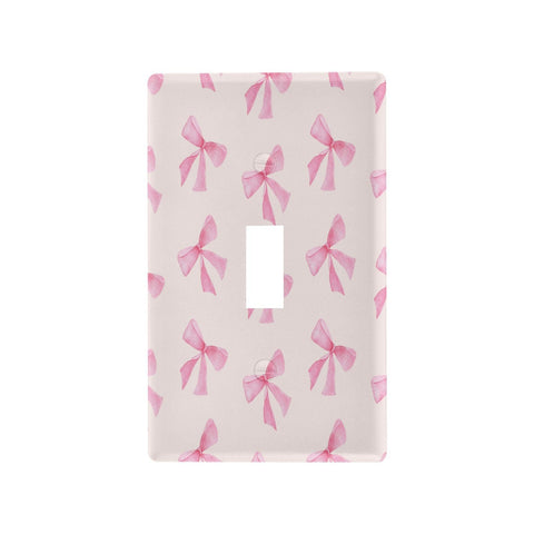 Blueangle Pink Bow wall plate front view shows decorative durability