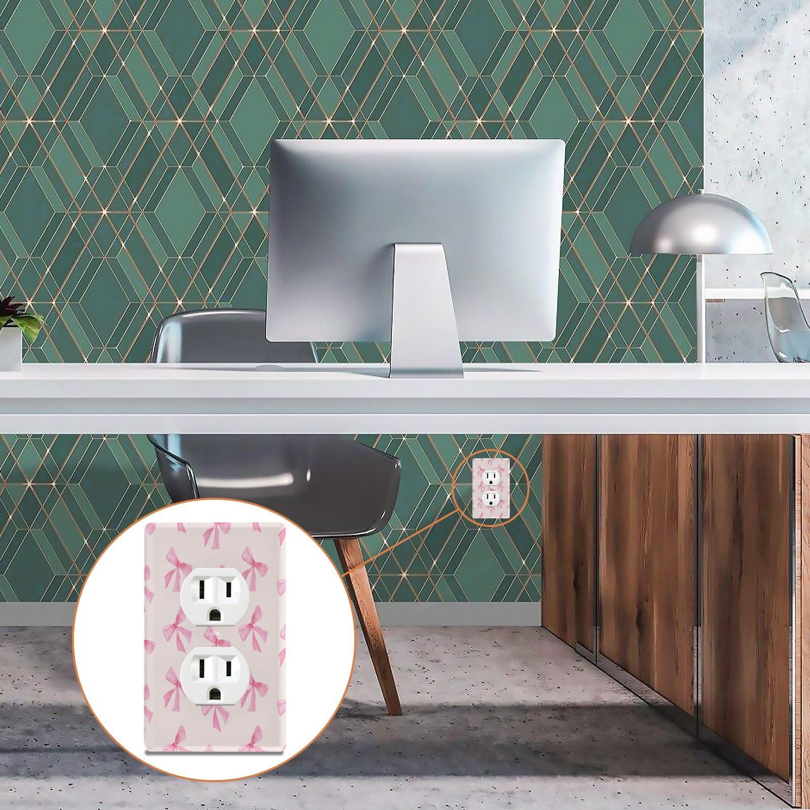 Blueangle Pink Bow wall plate in living room adds a charming upgrade