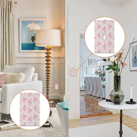 Blueangle Pink Bow wall plate packaging indicating ready-to-use with two screws