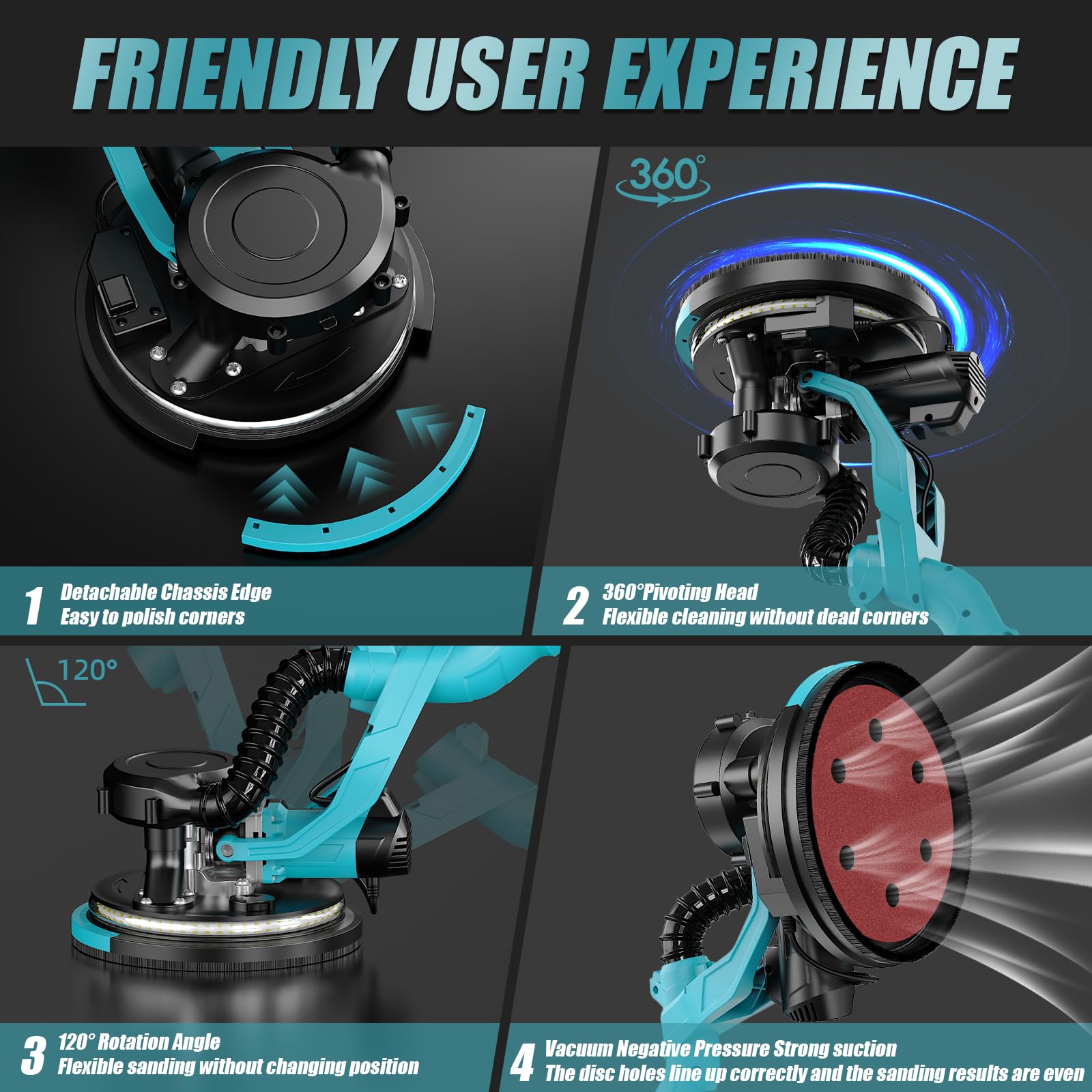 Bluebow 360-degree head enables no dead angles on corners and edges.