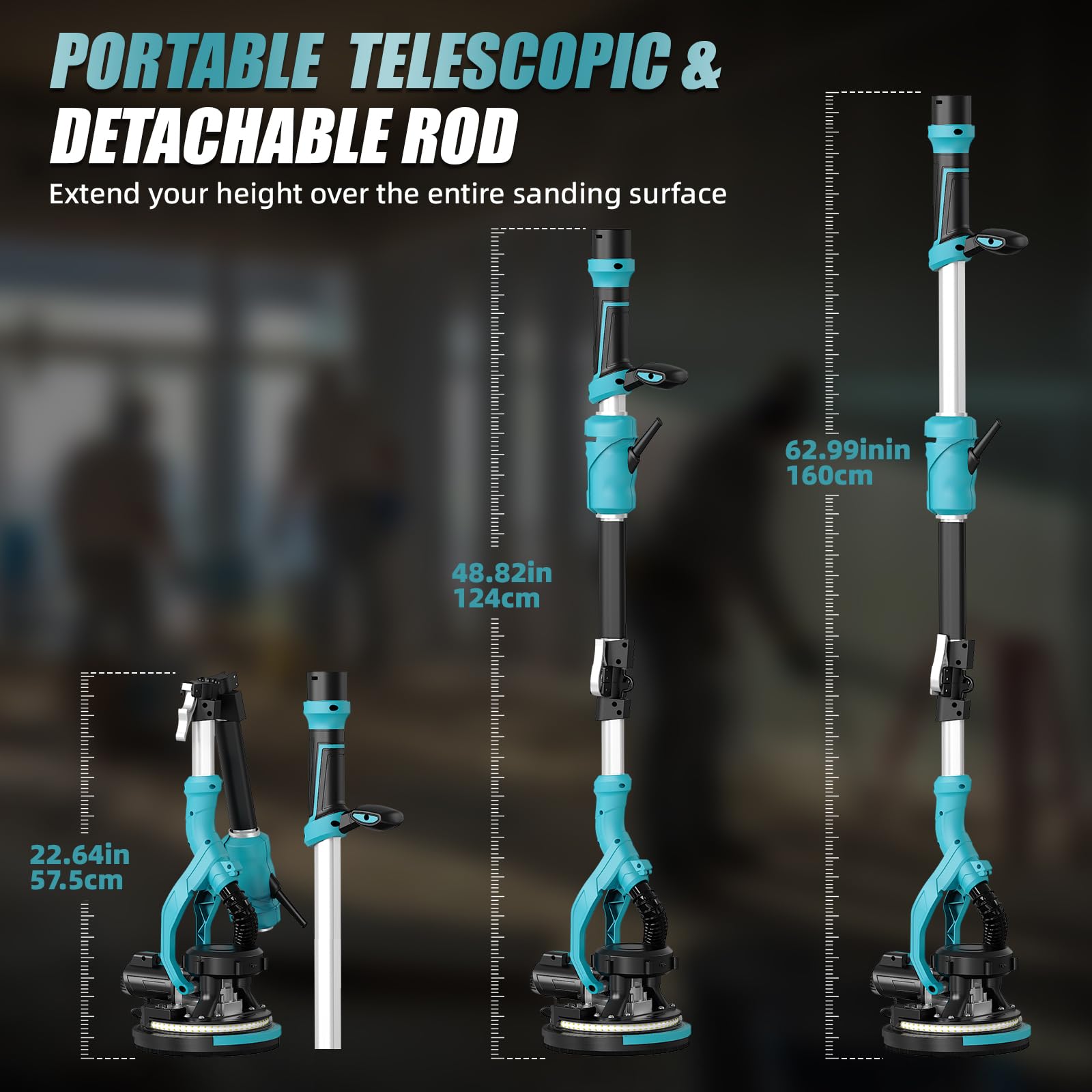 Bluebow LED light brightens dark areas for precise sanding.