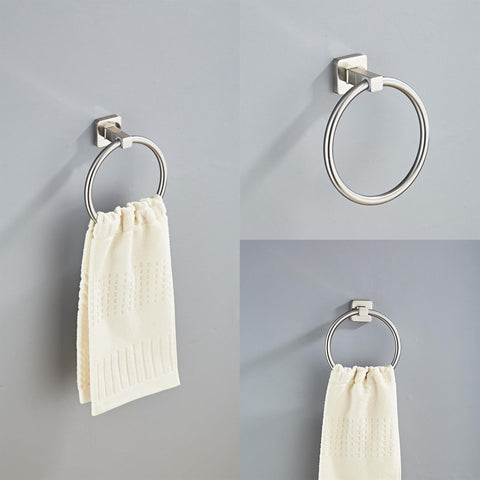 Bluebyrne brushed nickel toilet paper holder offers sturdy, convenient roll access.