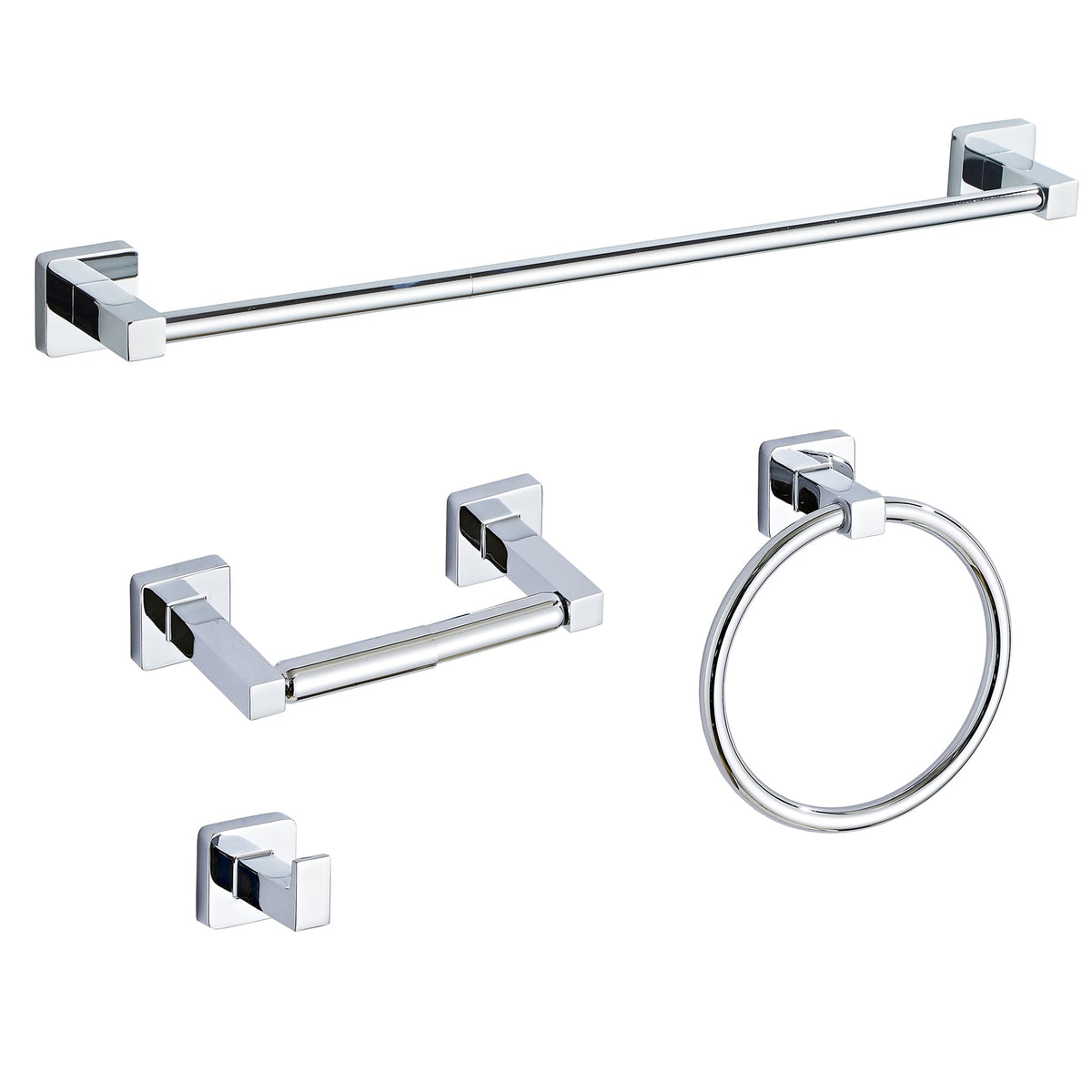 BlueByrne chrome bathroom hardware set with all four pieces for a cohesive look