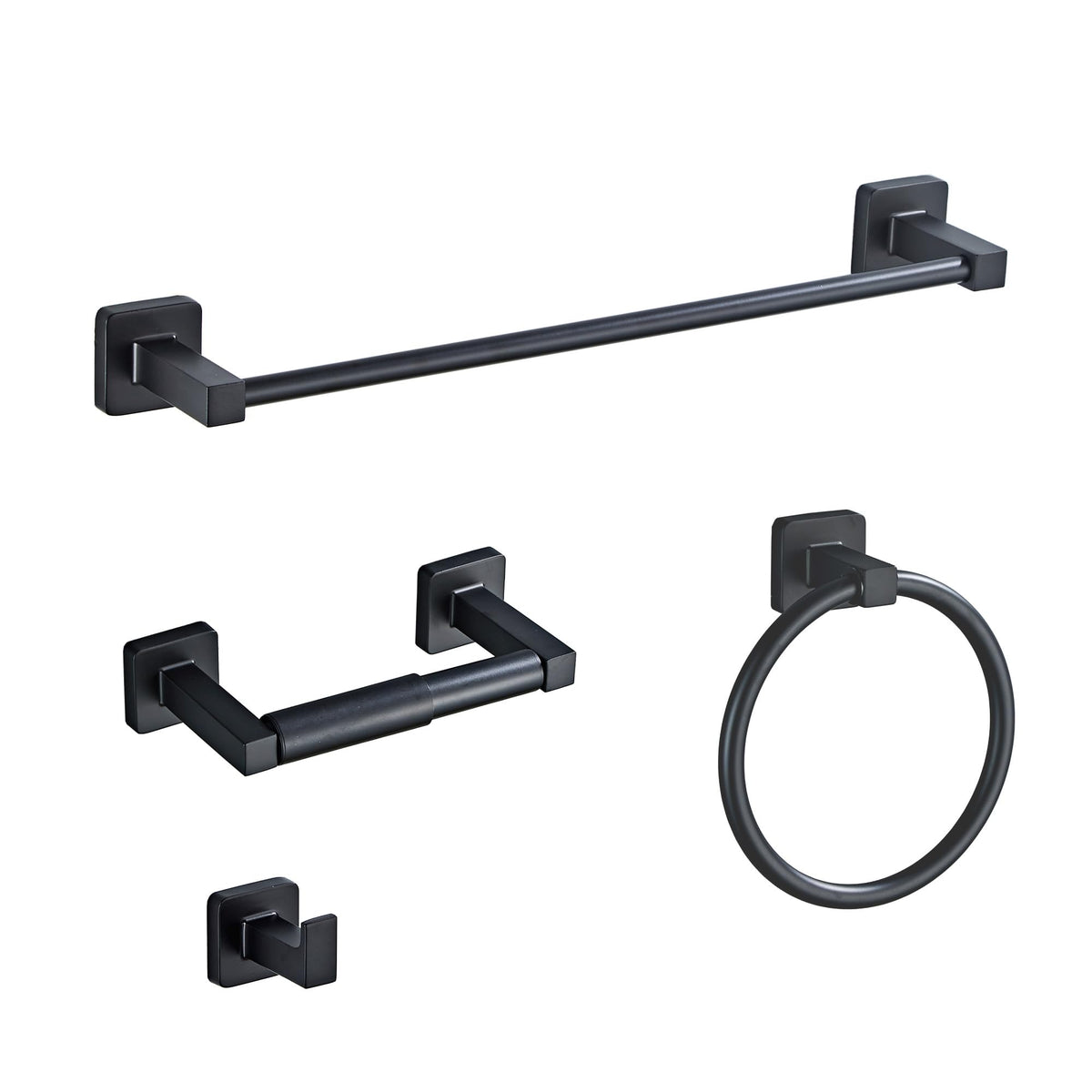 Bluebyrne matte black 16-inch towel bar for organized bathroom space