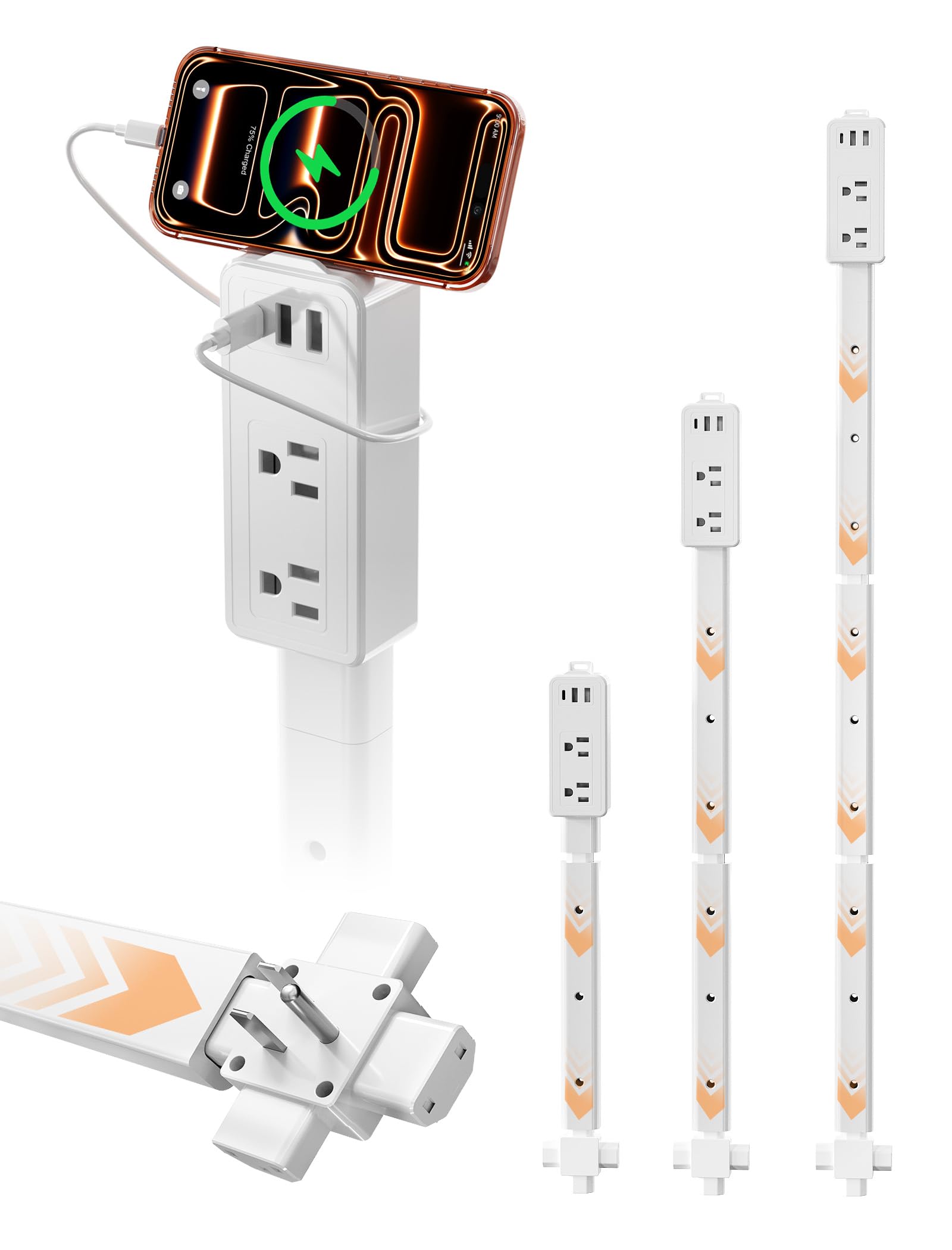 Blueera outlet extender extendable base helps reach outlets behind furniture.